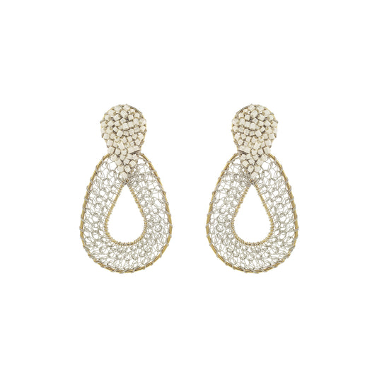 Raffia Mix Petal Handmade Crochet Earrings