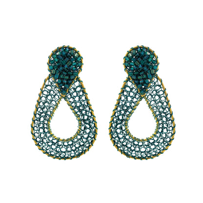 Teal Mix Petal Handmade Crochet Earrings