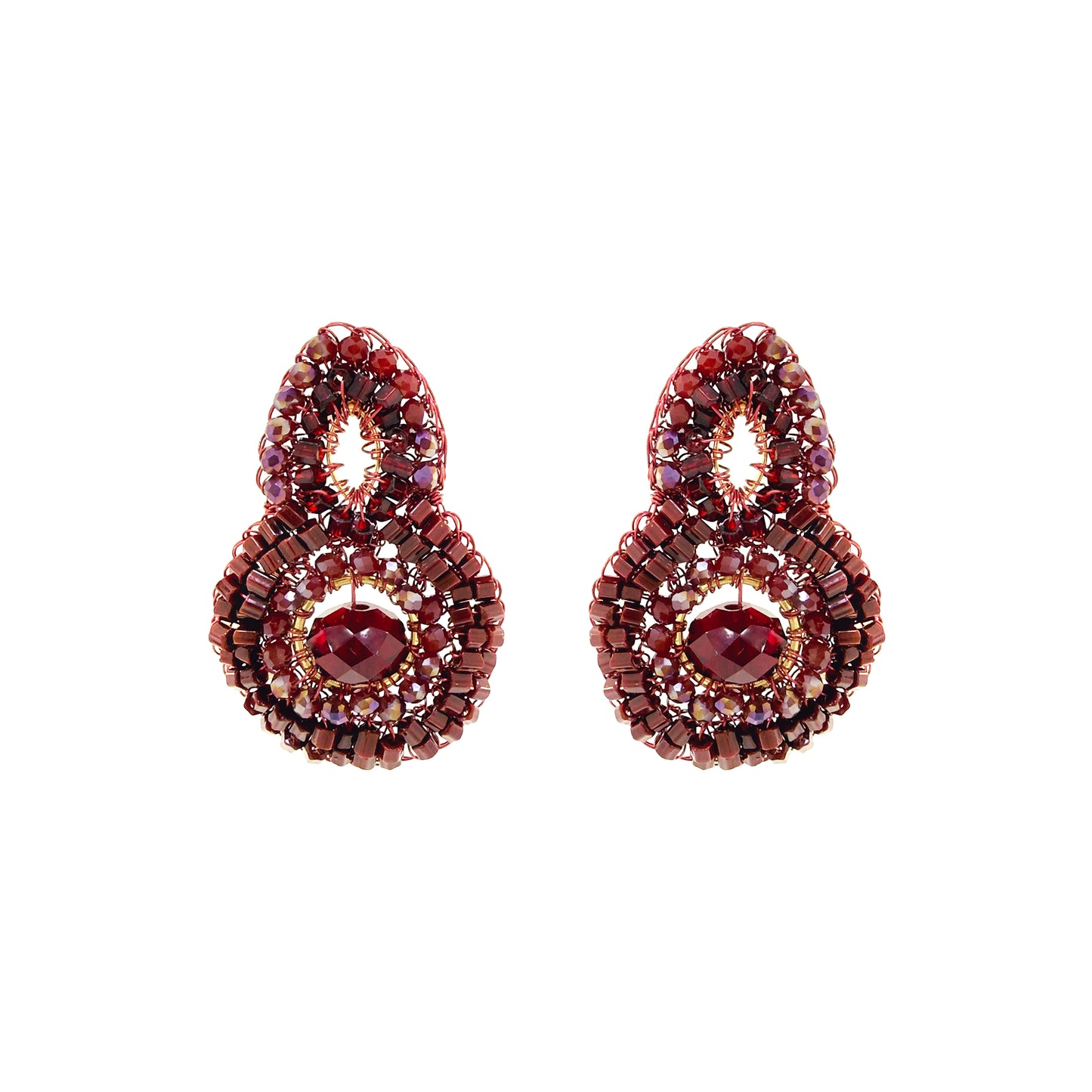 Burgundy Mix Billie Trio Handmade Crochet Earrings