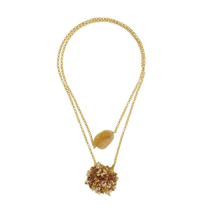 Golden Mix Drizzle Handmade Crochet Double Necklace