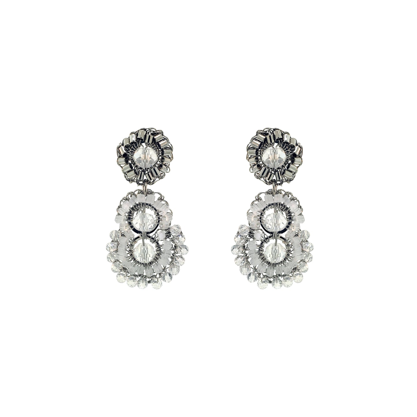 Silver Mix Olympia Mini Handmade Crochet Earrings