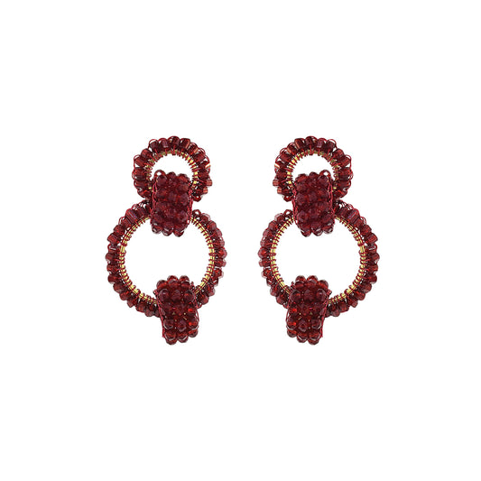 Cherry Red High Roller Duo Handmade Crochet Earrings