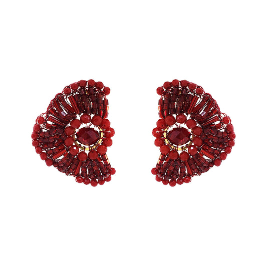 Cherry Red Mix Crown Post Earrings