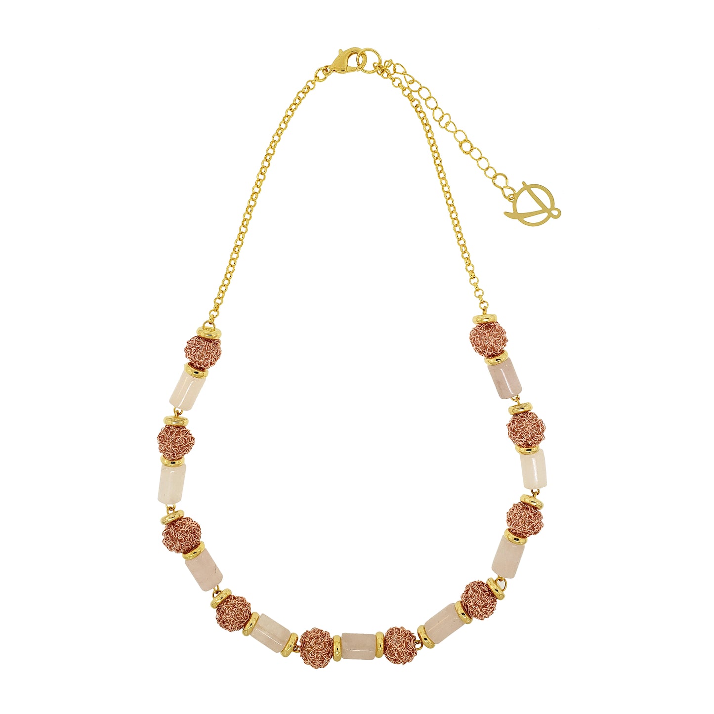 Rose Quartz Mix Nara Handmade Crochet Necklace