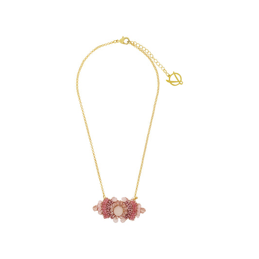 Rose Quartz Mix Mina Handmade Crochet Necklace