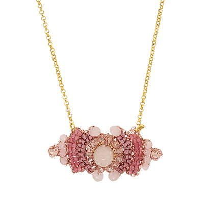 Rose Quartz Mix Mina Handmade Crochet Necklace