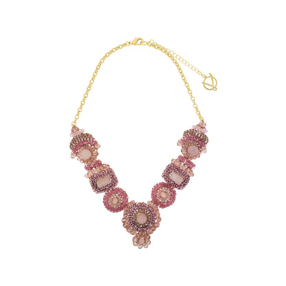 Rose Quartz Mix Elara Handmade Crochet Necklace