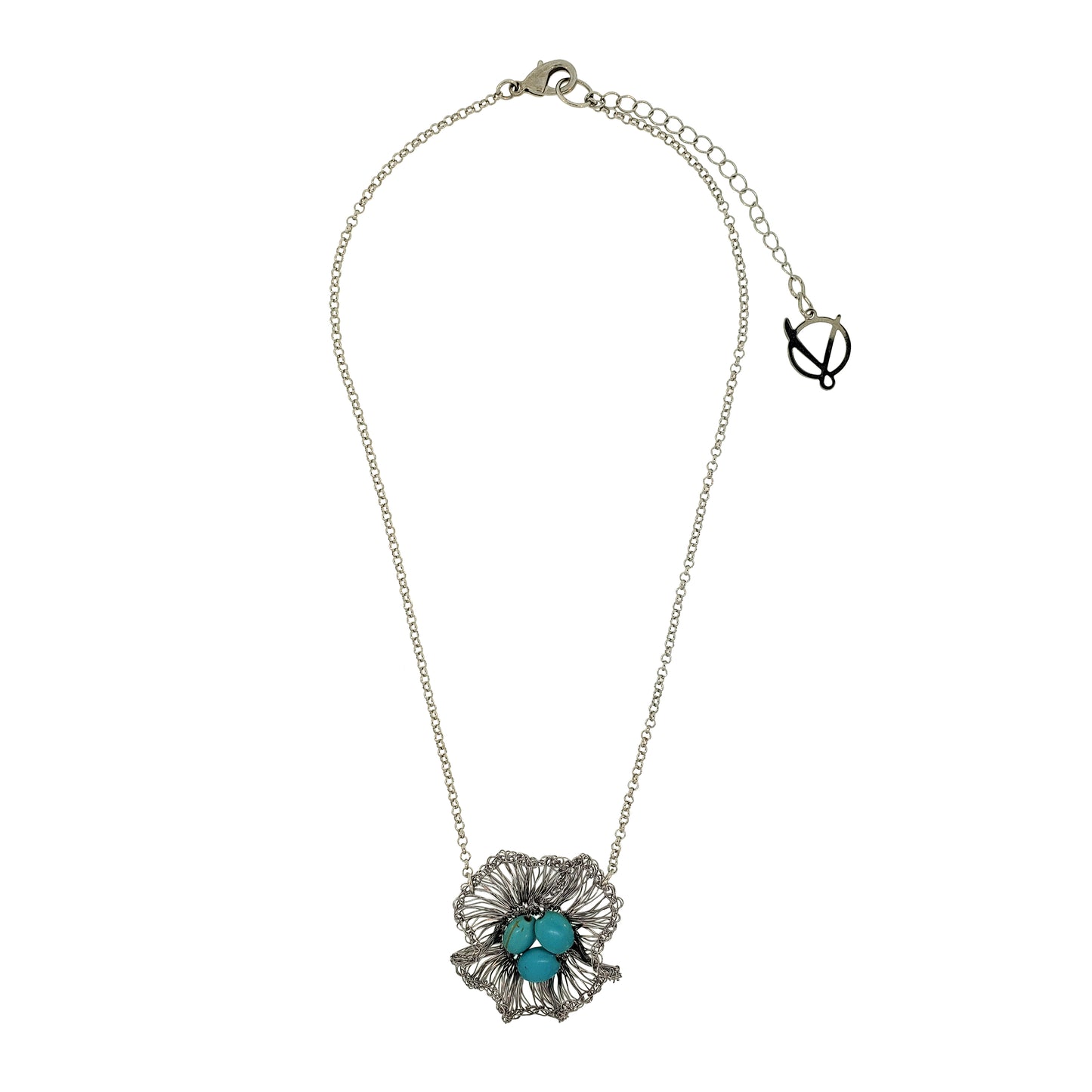 Western Blue Mix Nyla Pendant Handmade Crochet Necklace