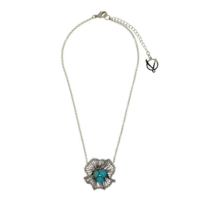 Western Blue Mix Nyla Pendant Handmade Crochet Necklace
