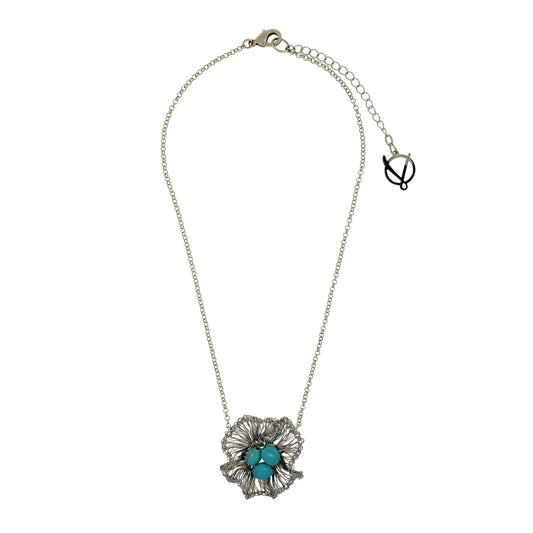 Western Blue Mix Nyla Pendant Handmade Crochet Necklace