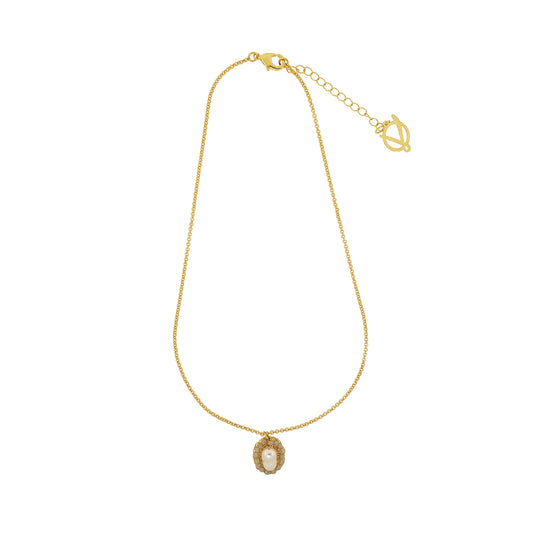 White Howlite Mix Nyla Mini Handmade Crochet Necklace
