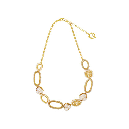 Pearl & Gold Nyla Handmade Crochet Necklace