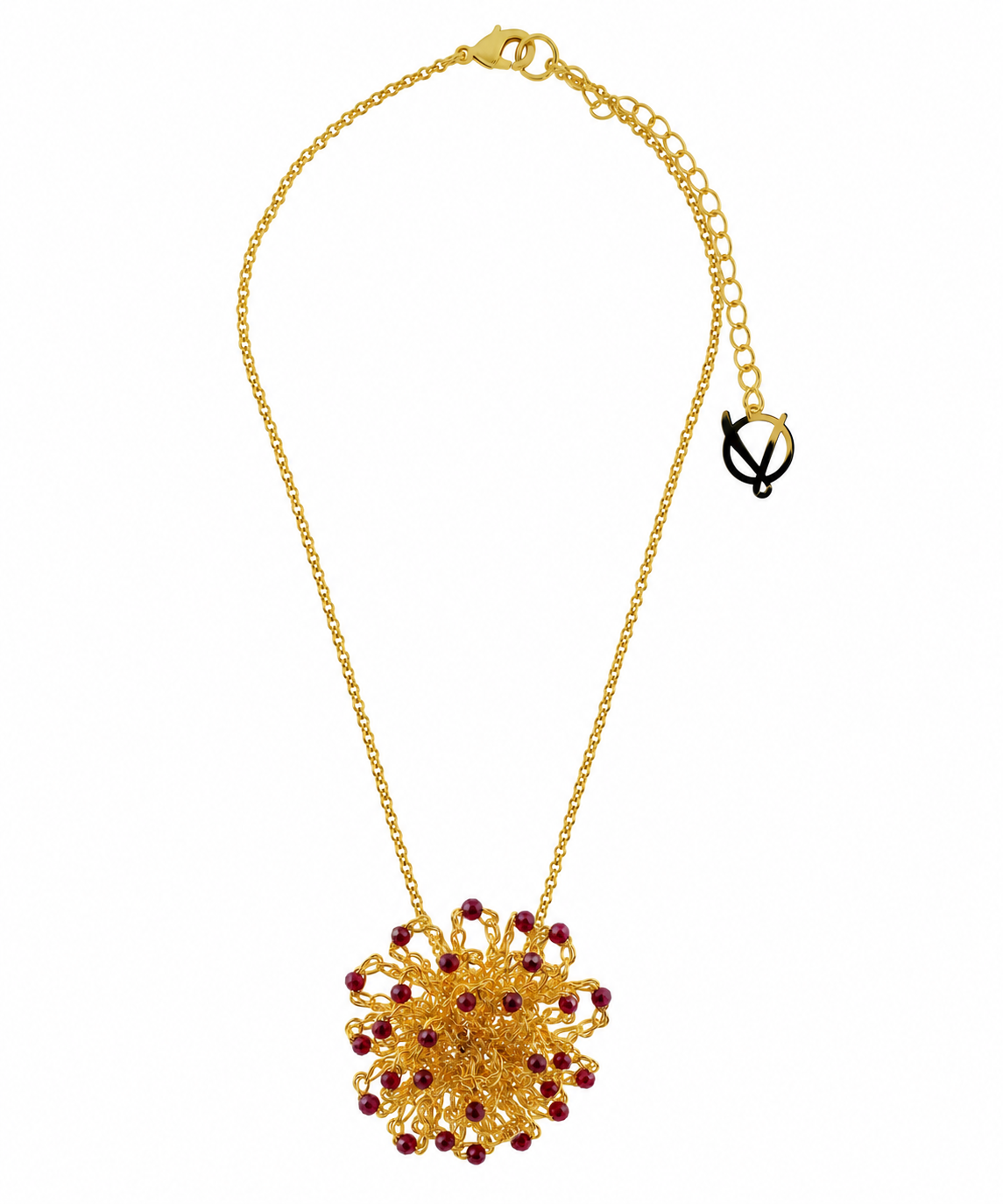 Burgundy & Gold Sprinkle Handmade Crochet Necklace
