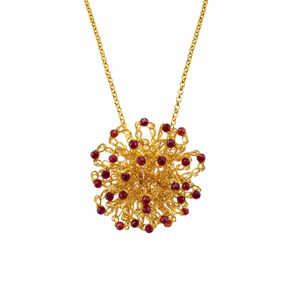 Burgundy & Gold Sprinkle Handmade Crochet Necklace