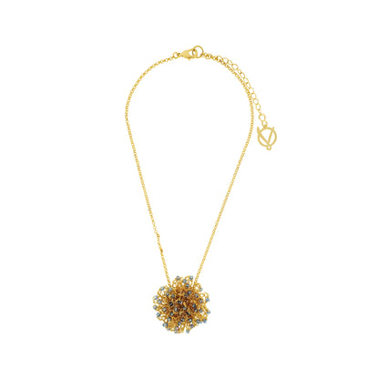 Blue & Gold Sprinkle Handmade Crochet Necklace