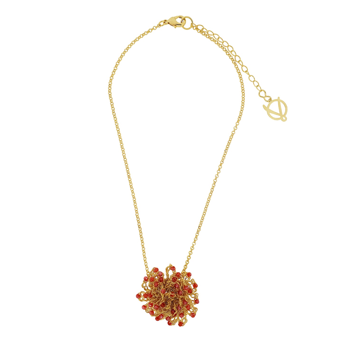 Red & Gold Sprinkle Handmade Crochet Necklace