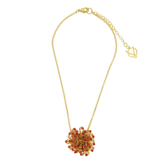 Red & Gold Sprinkle Handmade Crochet Necklace