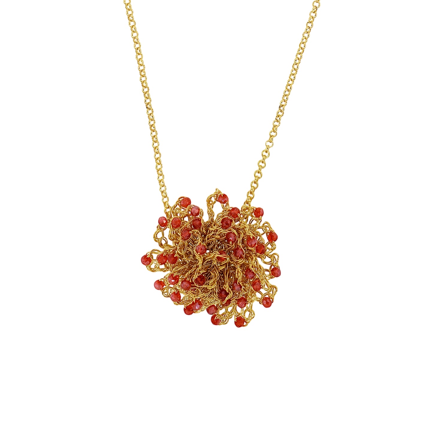 Red & Gold Sprinkle Handmade Crochet Necklace
