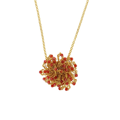 Red & Gold Sprinkle Handmade Crochet Necklace