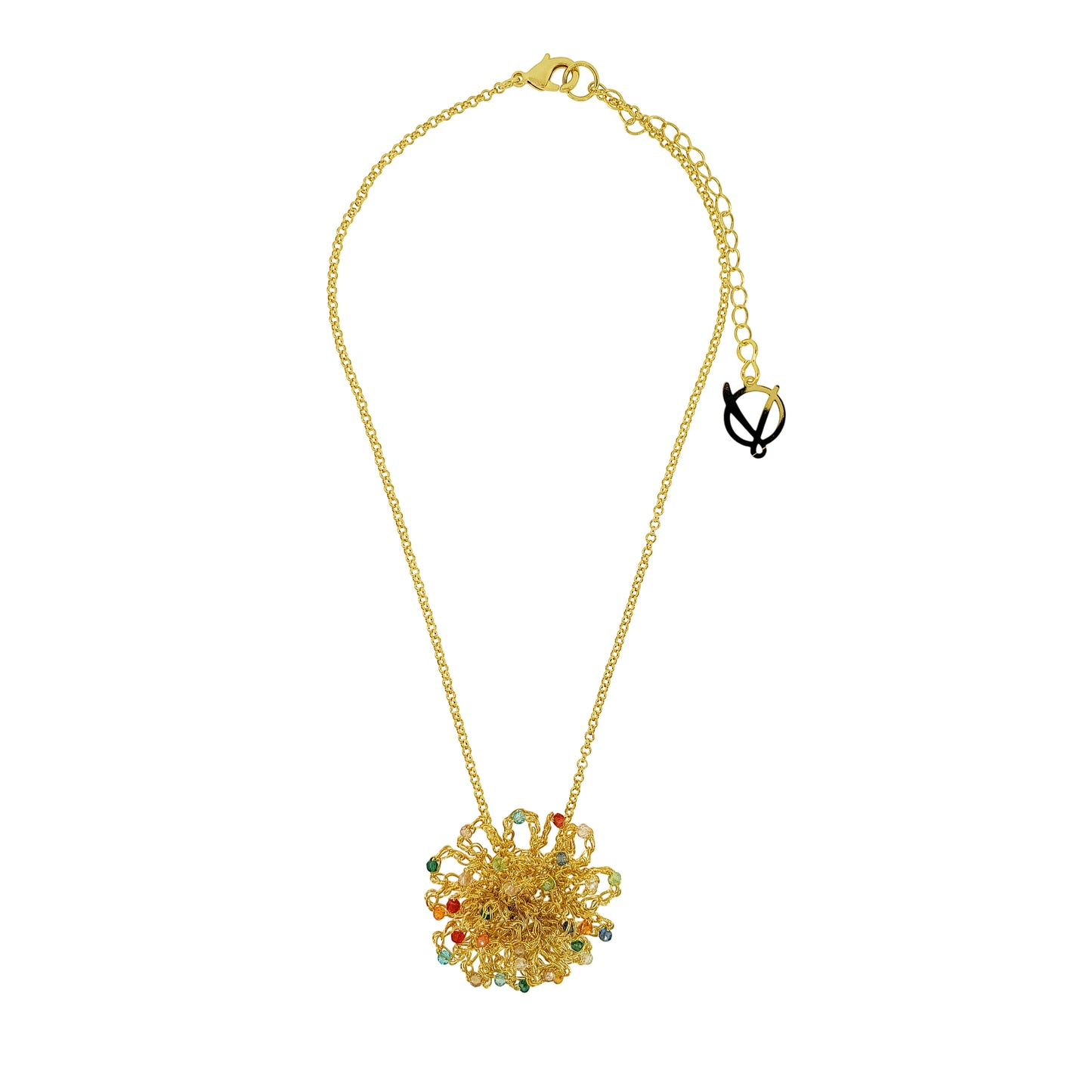 Multi & Gold Sprinkle Handmade Crochet Necklace