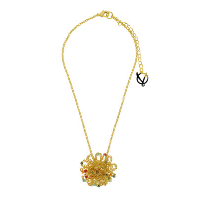 Multi & Gold Sprinkle Handmade Crochet Necklace