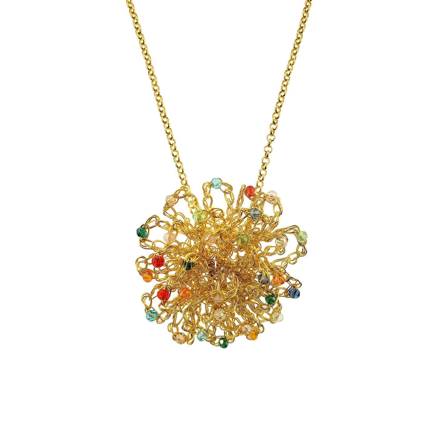 Multi & Gold Sprinkle Handmade Crochet Necklace