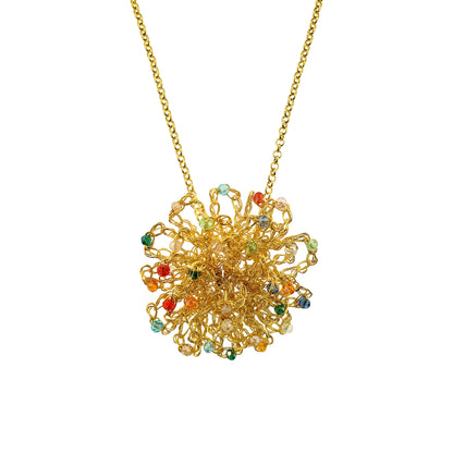 Multi & Gold Sprinkle Handmade Crochet Necklace