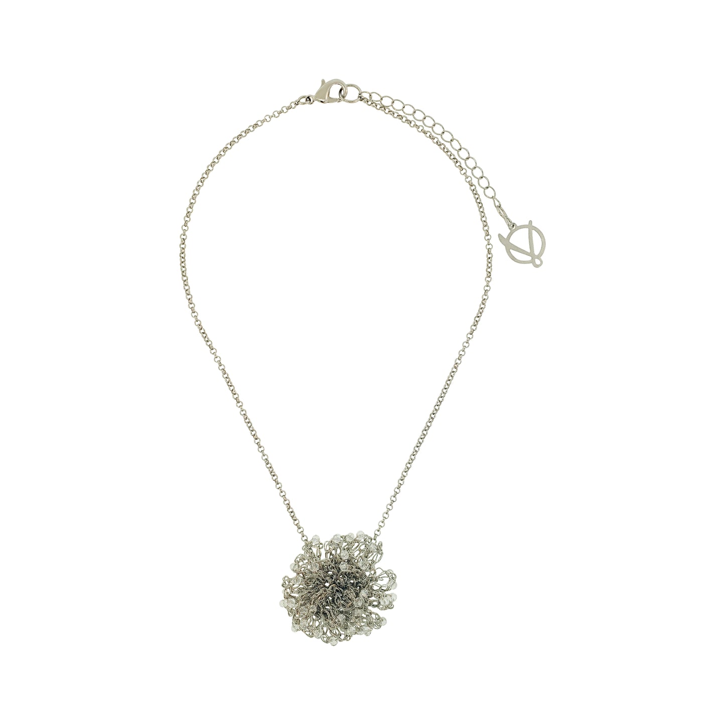 Clear & Silver Sprinkle Handmade Crochet Necklace