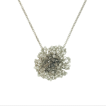 Clear & Silver Sprinkle Handmade Crochet Necklace