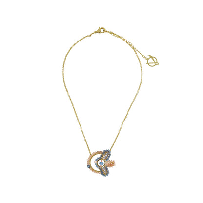 Soft Pink & Blue Mix Solara Circle Handmade Necklace