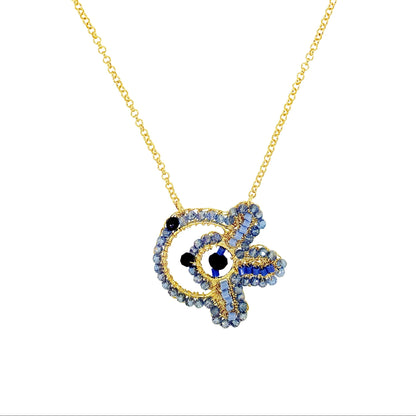 Sky Blue Mix Solara Circle Handmade Necklace