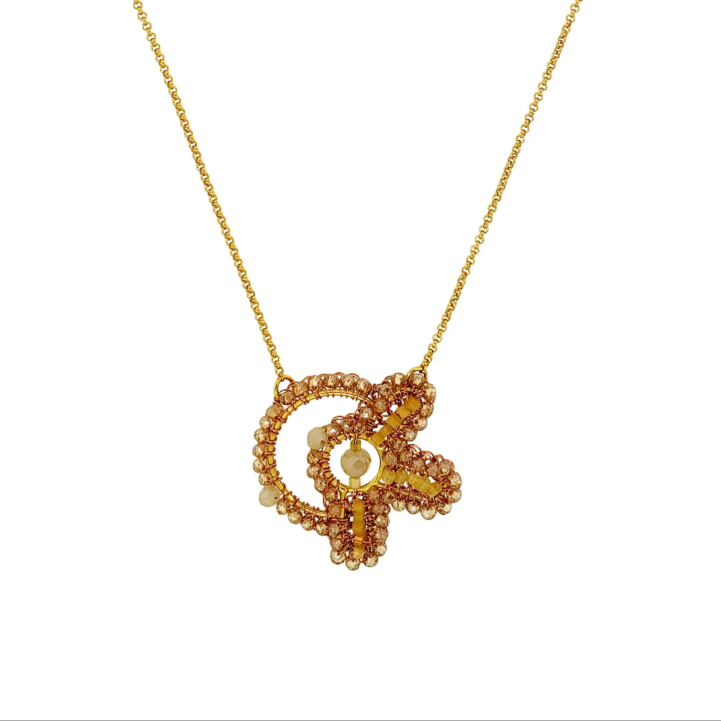 Butter Yellow Mix Solara Circle Handmade Necklace