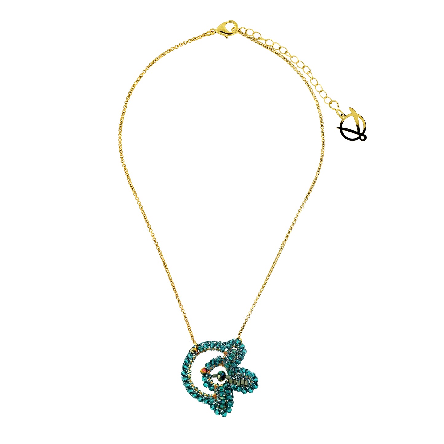 Teal Mix Solara Circle Handmade Necklace