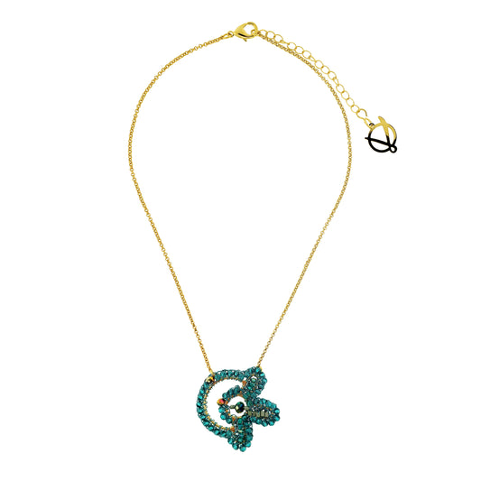 Teal Mix Solara Circle Handmade Necklace