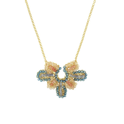 Soft Pink & Blue Mix Solara Pendant Handmade Necklace