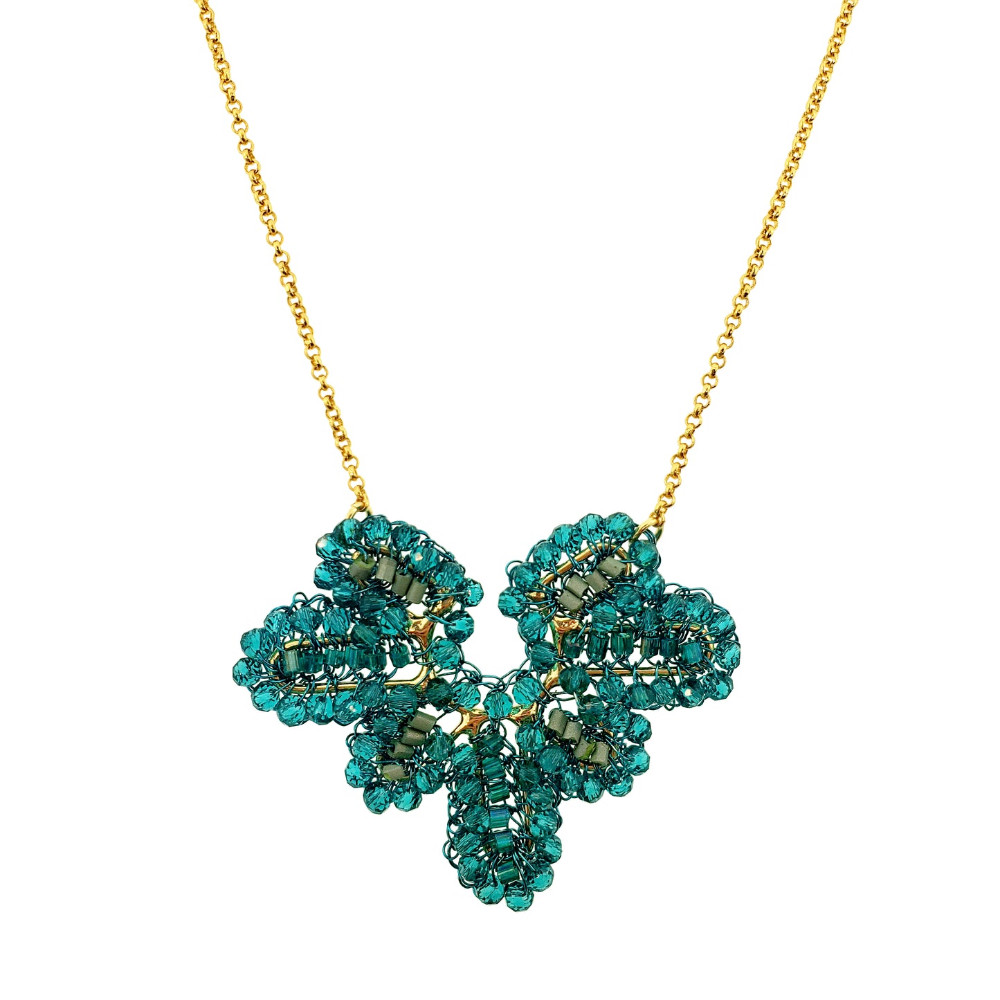 Teal Mix Solara Pendant Handmade Necklace