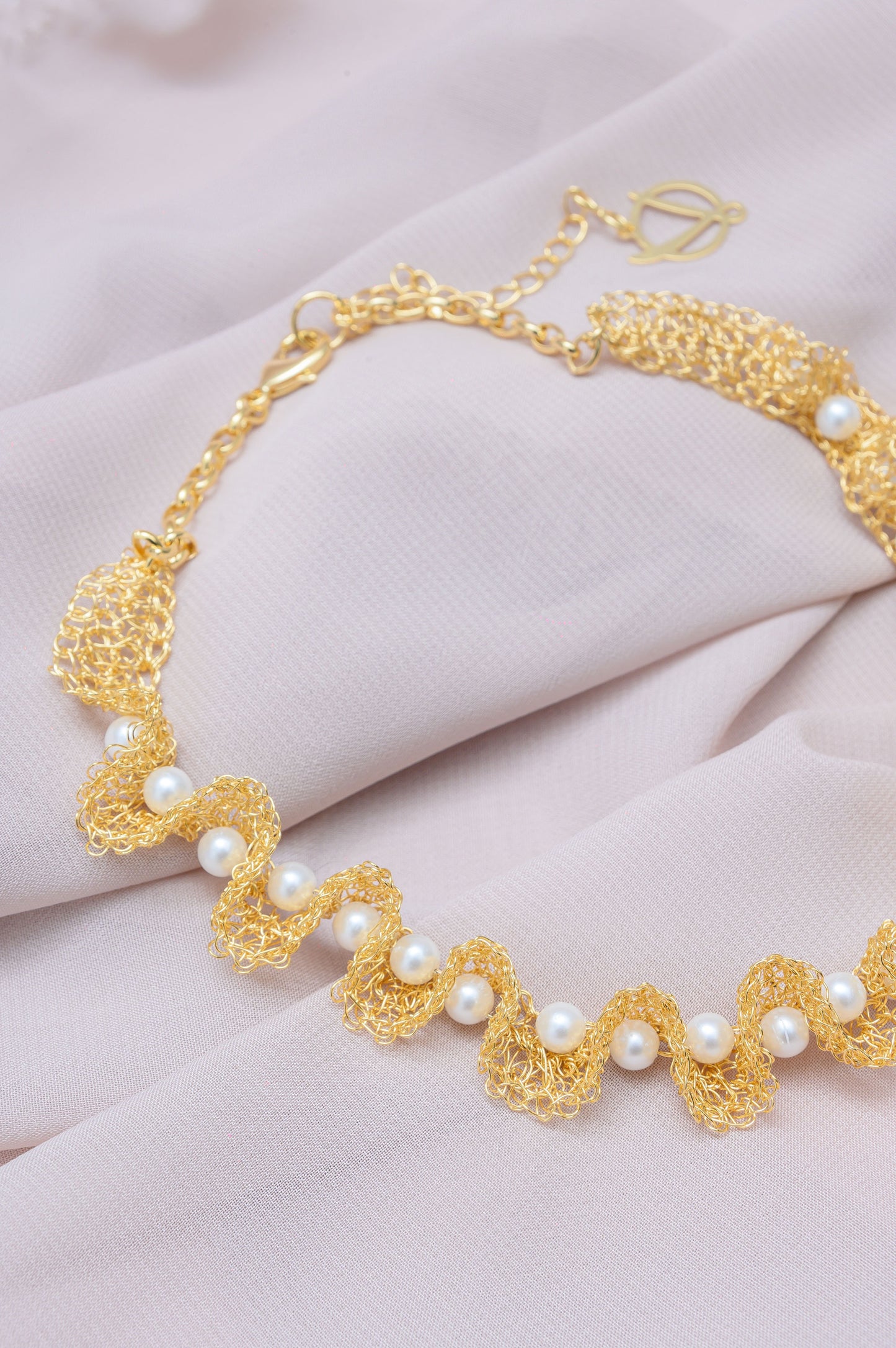 Pearl & Gold Nalu Handmade Crochet Necklace