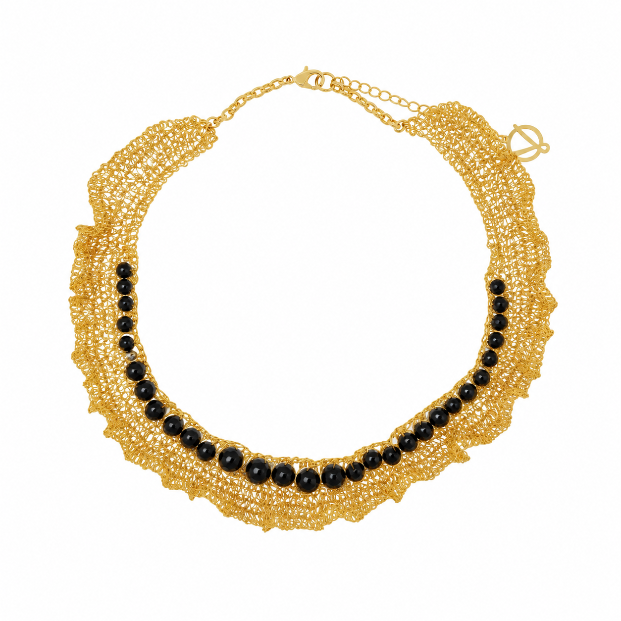 Black & Gold Nalu Maxi Handmade Crochet Necklace
