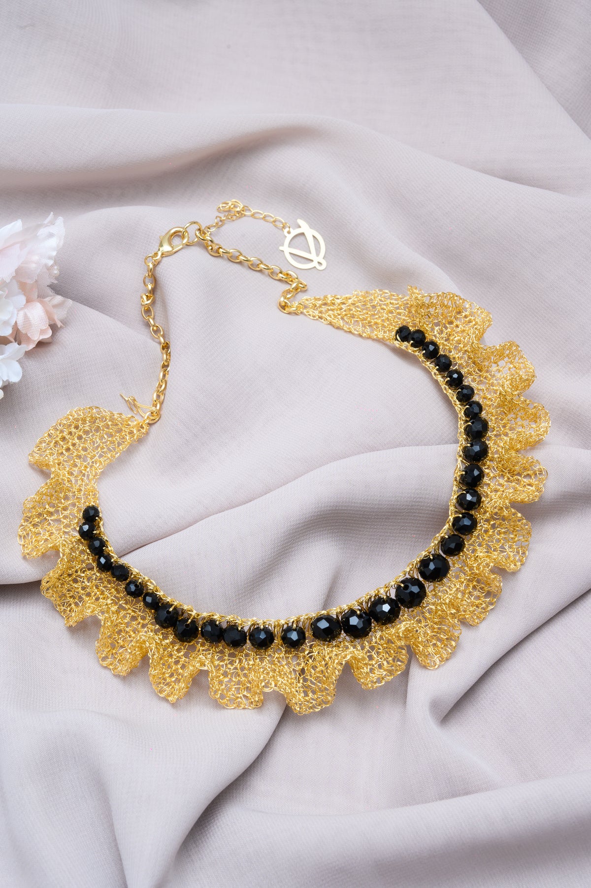 Black & Gold Nalu Maxi Handmade Crochet Necklace