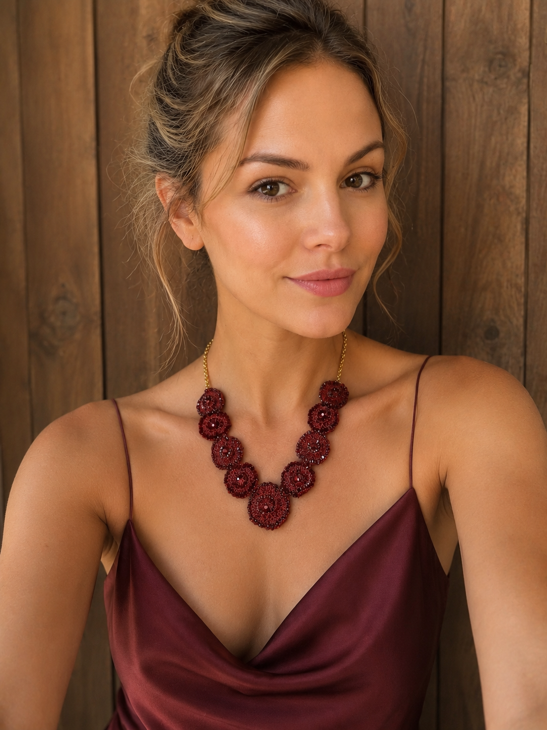 Burgundy Mix Jasmine Handmade Crochet Necklace