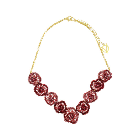 Burgundy Mix Jasmine Handmade Crochet Necklace