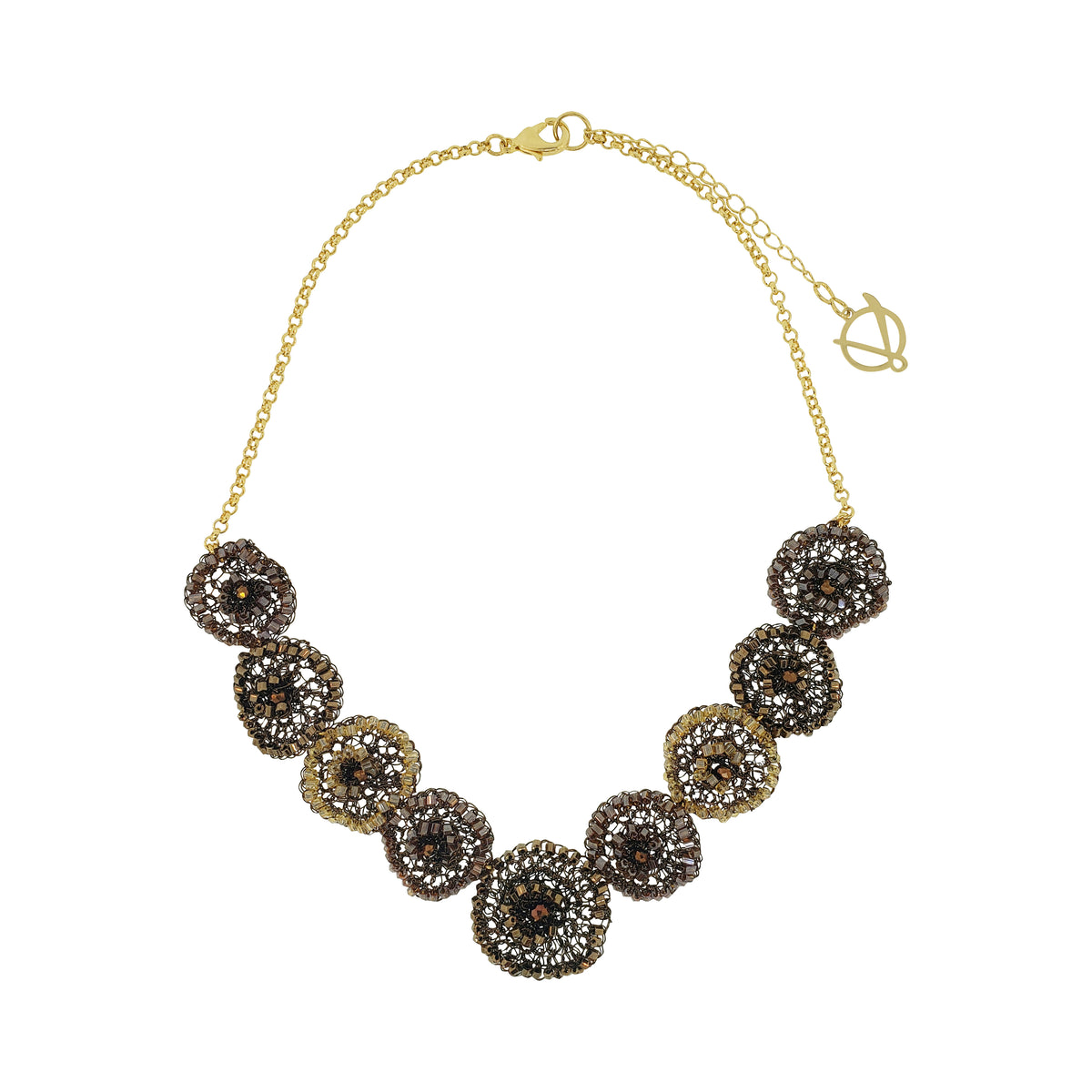 Sepia Mix Jasmine Handmade Crochet Necklace