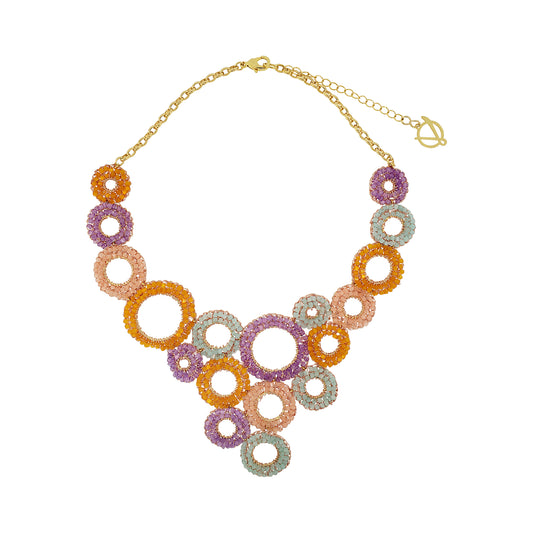 Nyx-mandala-pachwork-purple-pink-green-orange-gold-handmade-crochet-necklace-18k-gold-filled-wire-luxury-jewelry-necklace-patchwork