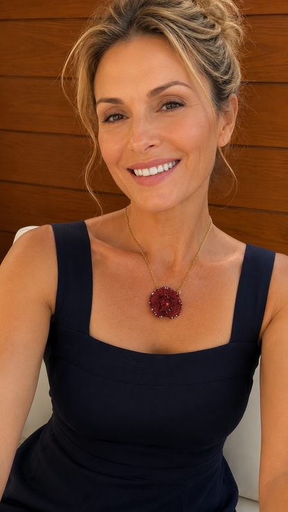 Burgundy Mix Celosia Pendant Necklace