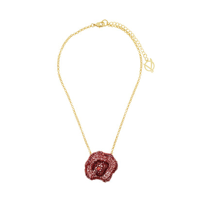 Burgundy Mix Celosia Pendant Necklace