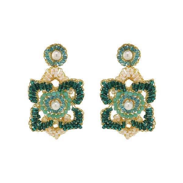 Ocean Teal Mix Mermaid Duo Handmade Earrings