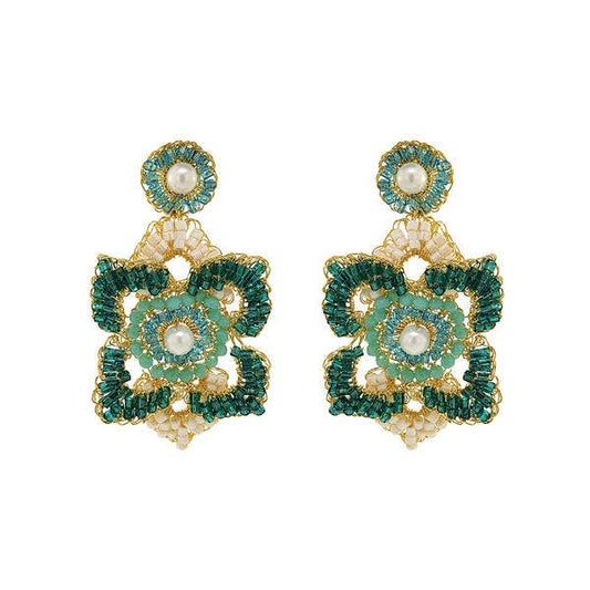 Ocean Teal Mix Mermaid Duo Handmade Earrings