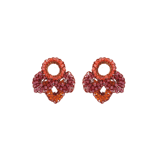Coral Red Mix Mermaid Mini Posts Handmade Crochet Earrings