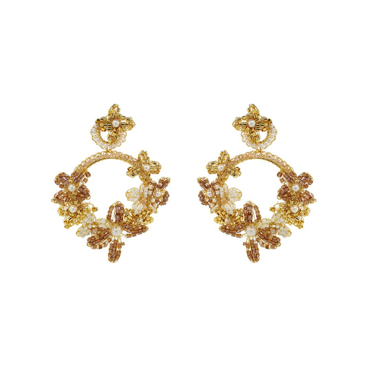 Golden Mix Garden Large Handmade Crochet Earrings