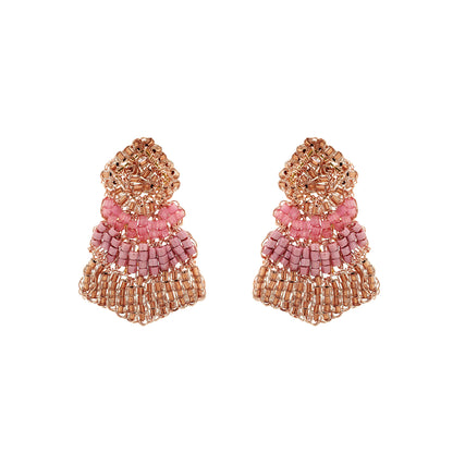 Rose Quartz Mix Chevron Mini Handmade Crochet Earrings